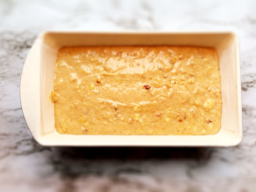 Photo of bread batter in pan