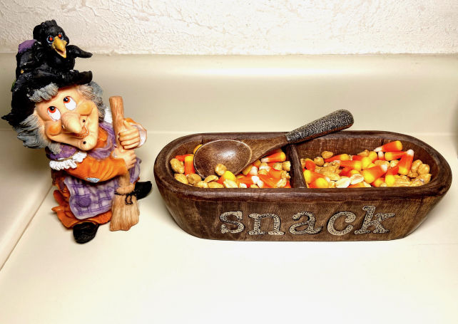 Image of candy corn and witch figure