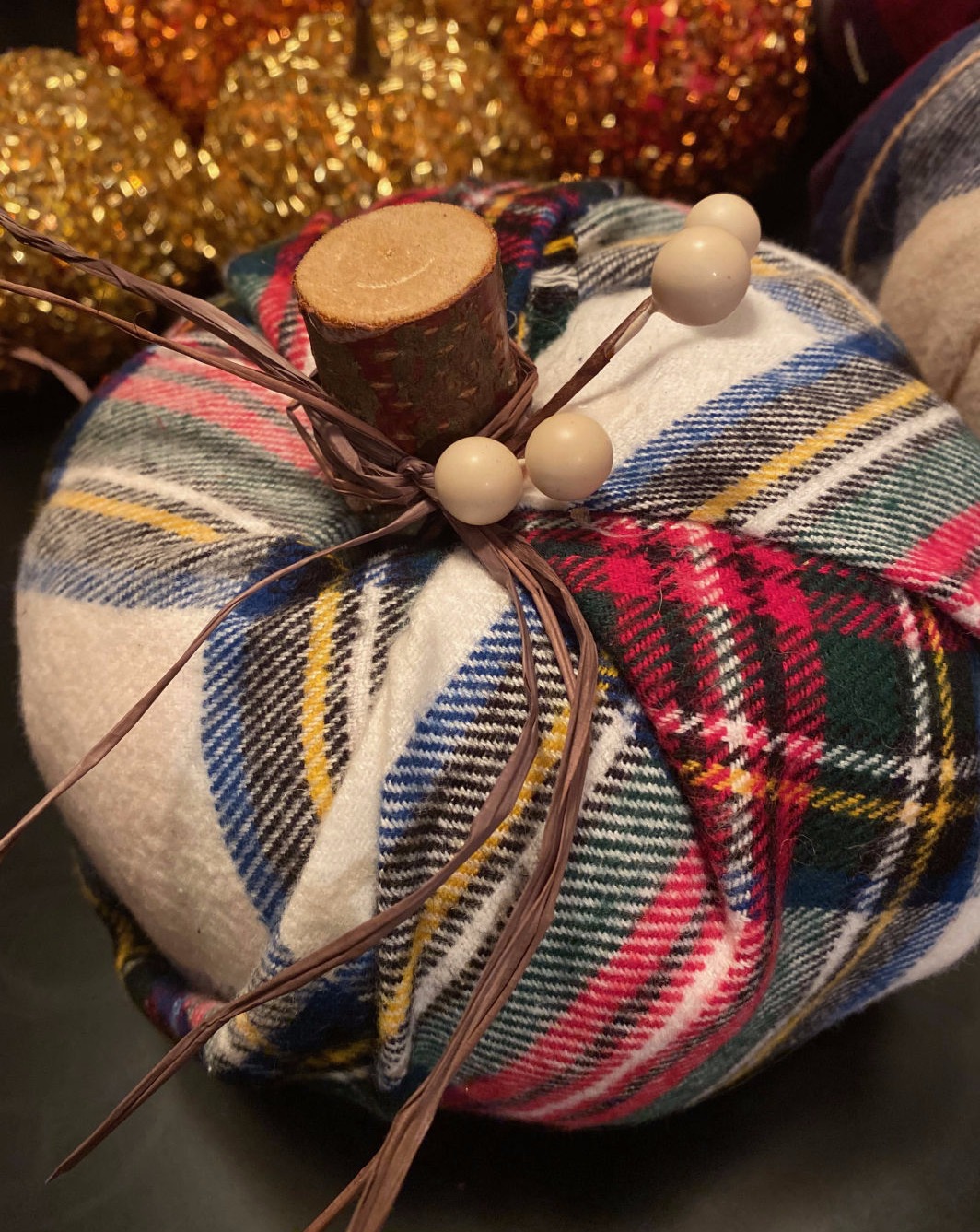 Image of flannel covered foam pumpkin